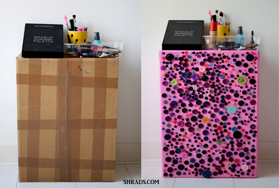 DIY : Cardboard Box into Makeup Stand
